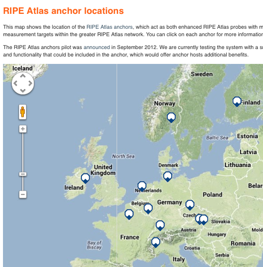 Map of RIPE Atlas anchors 