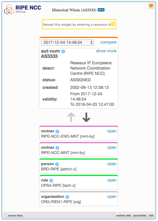 Historical Whois widget on smaller screen