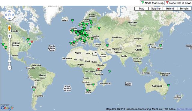 RIPE Atlas World Map Up/Down 30NOV2010