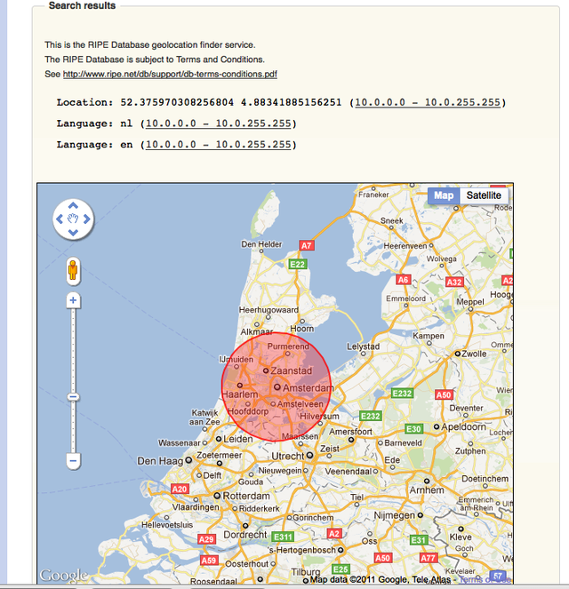 Geolocation Results in RIPE Database Webupdates