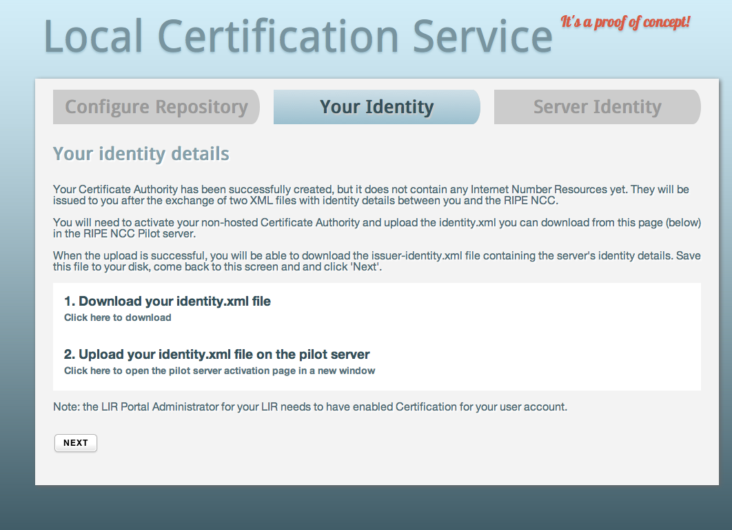 2. Download your Identity Certificate
