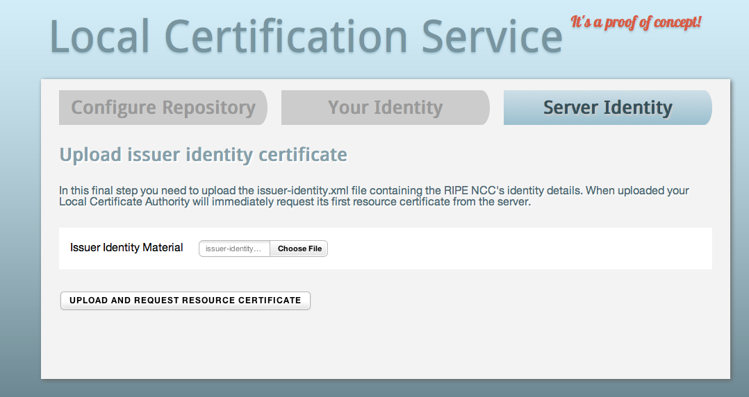 6. Upload the Issuer Identity Certificate in the LCS