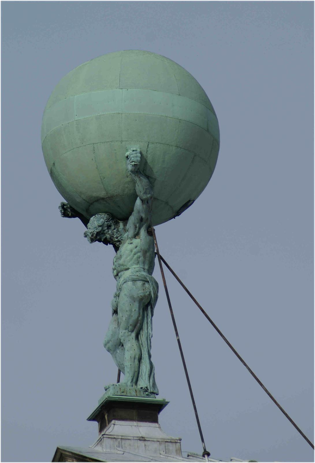 Figure of Atlas on Royal Palace in Amsterdam