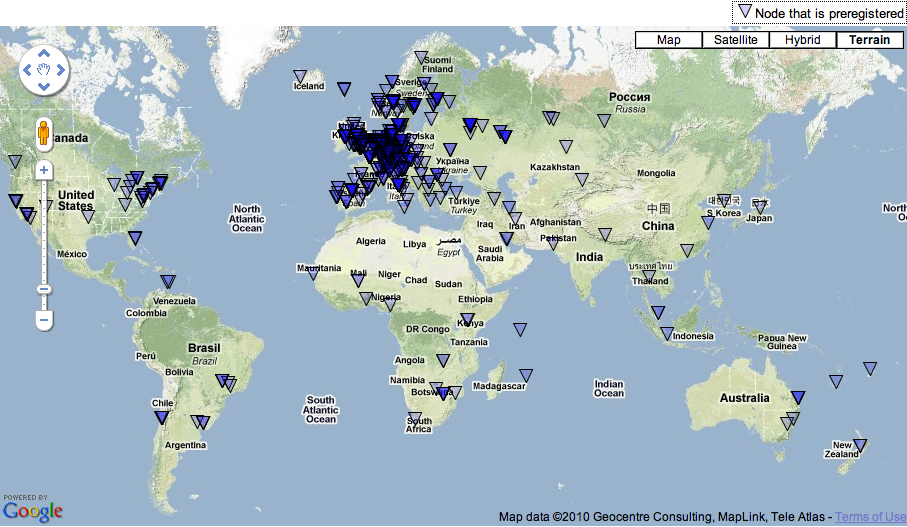 RIPE Atlas Preregistration World Map 30NOV2010 RIPE Atlas Preregistration World Map 30NOV2010
